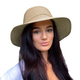 TOSKATOK® Ladies Womens Floppy Foldable Summer Sun Hat UPF 50+ Protection Wide Brim-Latte